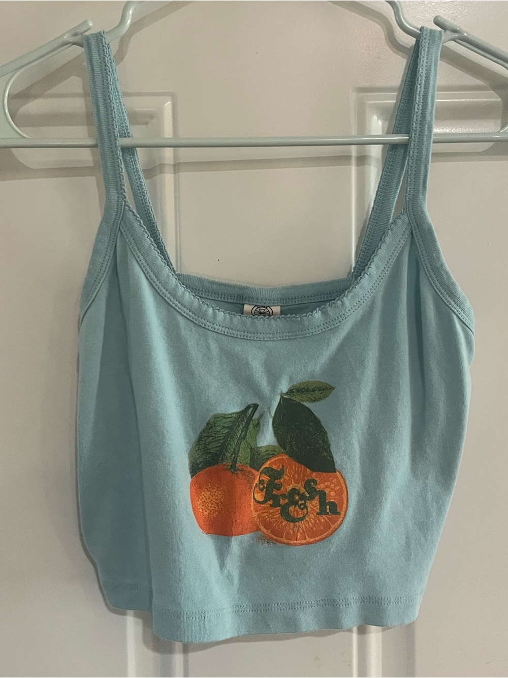 Urban Outfitters Light Blue Cami with Orange Fruit Print